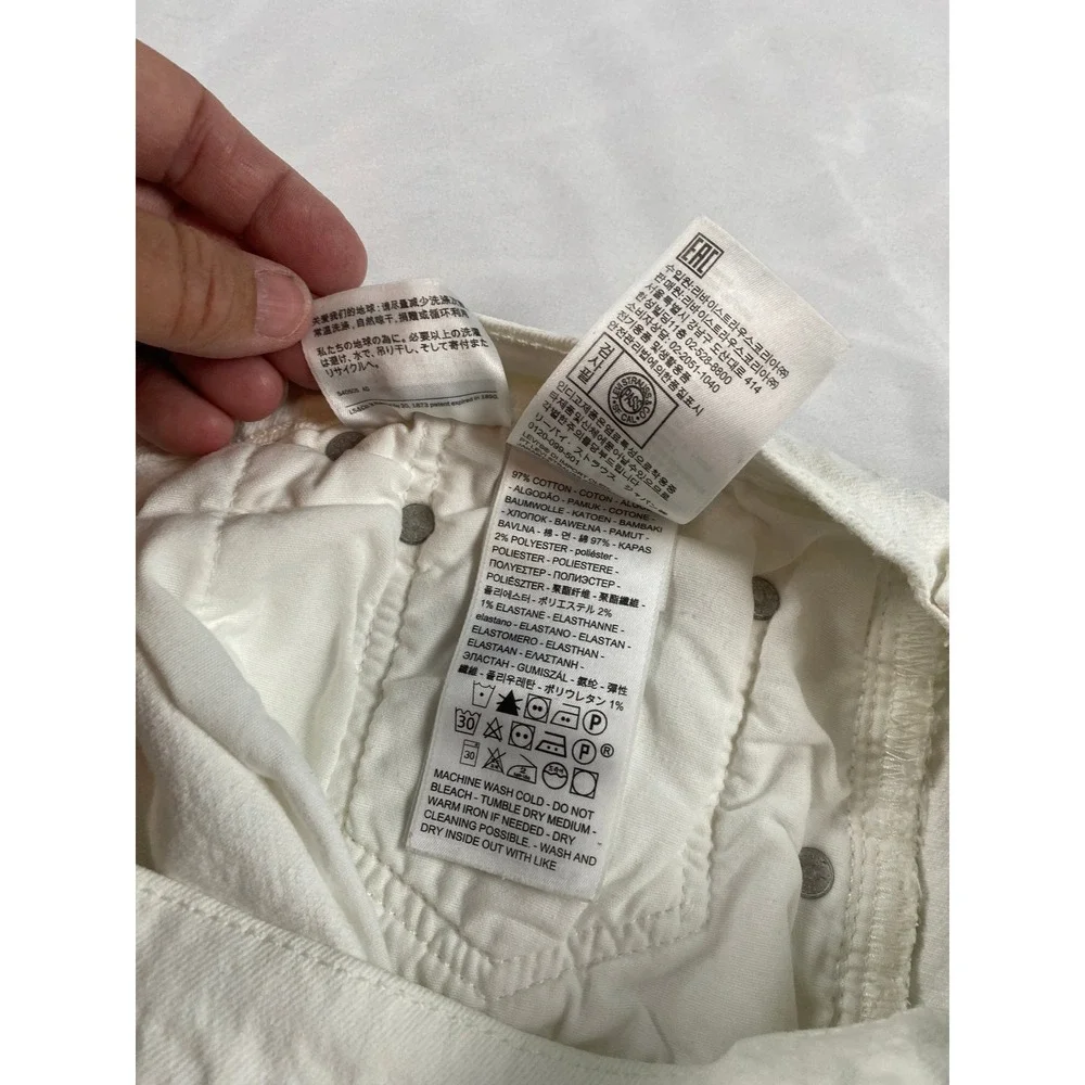 Levi's 501 Original Denim Shorts Womens 30 White Excellent Frayed Raw Hem Button